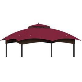 10x12 Replacement Gazebo Canopy Top Cover, Double Tiered Waterproof Canopy Roof for Lowe's Allen Roth Gazebo #GF-12S004B-1 (Red, 10x12)