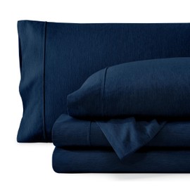 Bare Home Twin Sheet Set - 1800 Ultra-Soft Microfiber Double Brushed - Deep Pockets - Easy Fit - Extra Soft - 3 Piece Set - Bed Sheets (Twin, Heathered Dark Blue)