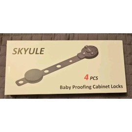 SKYULE Cabinet Locks Baby Proofing - (4 Pack) Child Proof Cabinet Locks Grey
