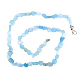 Taddart Minerals - Blue Nugget Necklace Made from Natural Gemstone Aquamarine with 45 cm Length - Handmade, Gemstone
