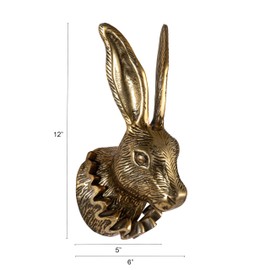 Creative Co-Op Cast Aluminum Rabbit Head with Ruff Collar Wall Décor, Antique Brass Finish