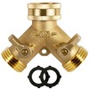 Triumpeek Brass Garden Hose Splitter, 3/4 Inch 2-Way Y Brass