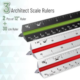 Mr. Pen Architectural 12 Inch Engineer & Drafting Ruler Set - Imperial & Metric Scale for Blueprints & Contractor Use