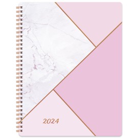 2024 Planner - January 2024 - December 2024, Planner 2024, 8" x 10", 2024 Weekly and Monthly Planner with Marked Tabs, Hardcover with Thick Paper + Contacts + Calendar + Holidays, Twin-Wire Binding - Pink Marble