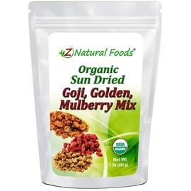Sun Dried Organic 3 Berry Mix - Goji Berries, Golden Berry White Mulberry - Unsweetened No Sugar Added - Three Delicious Exotic Superfoods For Snacks Recipes - Raw Gluten Free - Bulk 5 lb Size