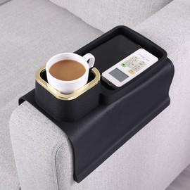 HMASYO Couch Cup Holder Tray - Silicone Sofa Armrest Table Couch Drink Holder and Tray Organizer for Remote Snacks Cellphone, Anti-Spill Anti-Slip Design, Gifts for Family Mom Dad Grandma