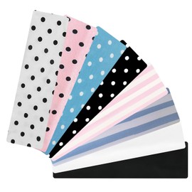 8Pcs Fashion Polka Dot Headband, Soft Elastic and Sweat Absorbing Headbands for Women's Hair Elastic Headband