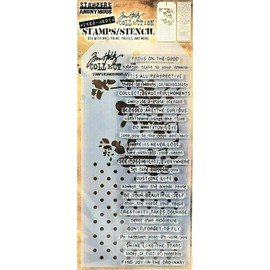 Tim Holtz Collection Stamper's Anonymous Tim Holtz Polka Dot Blossom Sayings Mixed Media Stamp and Stencil Set THMM113
