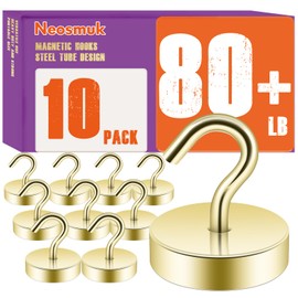 Neosmuk Magnetic Hooks, Cruise Ship Essentials, 80lb+ Heavy Duty Magnetic Hooks for Cruise Cabins, Refrigerator, Grill, Hanging, and Travel | Extra Strong Must-Haves Magnet Hook,Gold