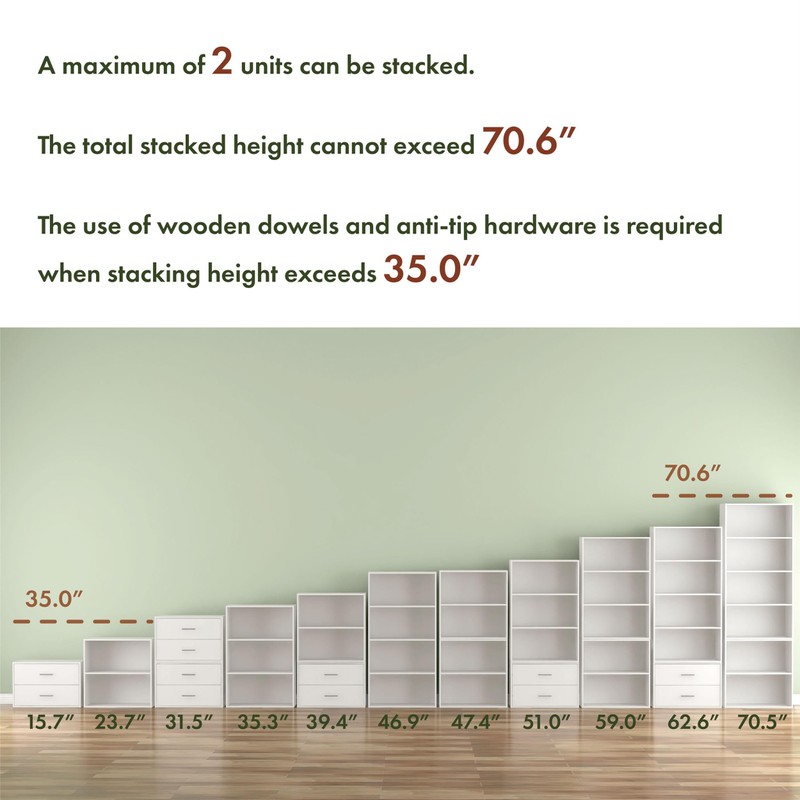 Homes: Inside + Out Apexa 4-Cube Storage Organizer Shelves, Stackable