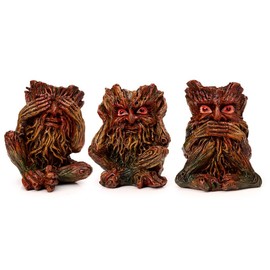 Puckator Set of 3 Treeman Hear No See No Speak No Evil - Home Decor Accessories - Spiritual Gothic Goth Gift -Desk Shelf Ornaments Figures Figurines - Gifts For Men And Women