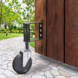 Ronlap Gate Caster Wheels Spring Loaded for Wooden Metal Tube Swing Fence Farm Vinyl Outdoor Gate Heavy Duty, 250 Lbs, 5 Inches, Black