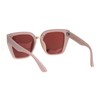 Womens Designer Style Sunglasses Oversized Trapezoid UV400 Matte Pink, Mirror