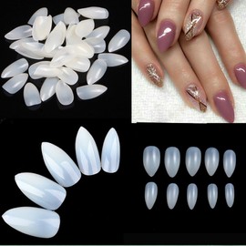 Yimart 500pcs/pack Stiletto False Nails Natural False Nails Oval Stiletto Sharp Full Nail tips Acrylic UV Gel Full Cover Nail Art Tips Decoration Nails Salon (Natural)
