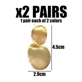 JTMKYO 2 Pairs of Geometric Double Disc Earrings, Stylish Metal Earrings, Party Jewelry, Women's Earrings Accessories.