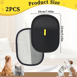 2 Stück Tierhaarentferner Handschuh, Fellmagnet, Fell Magnet Handschuh für Hunde & Katzen, Doppelseitige Handschuh Katzenhaare, Wiederverwendbare Katzenhandschuh