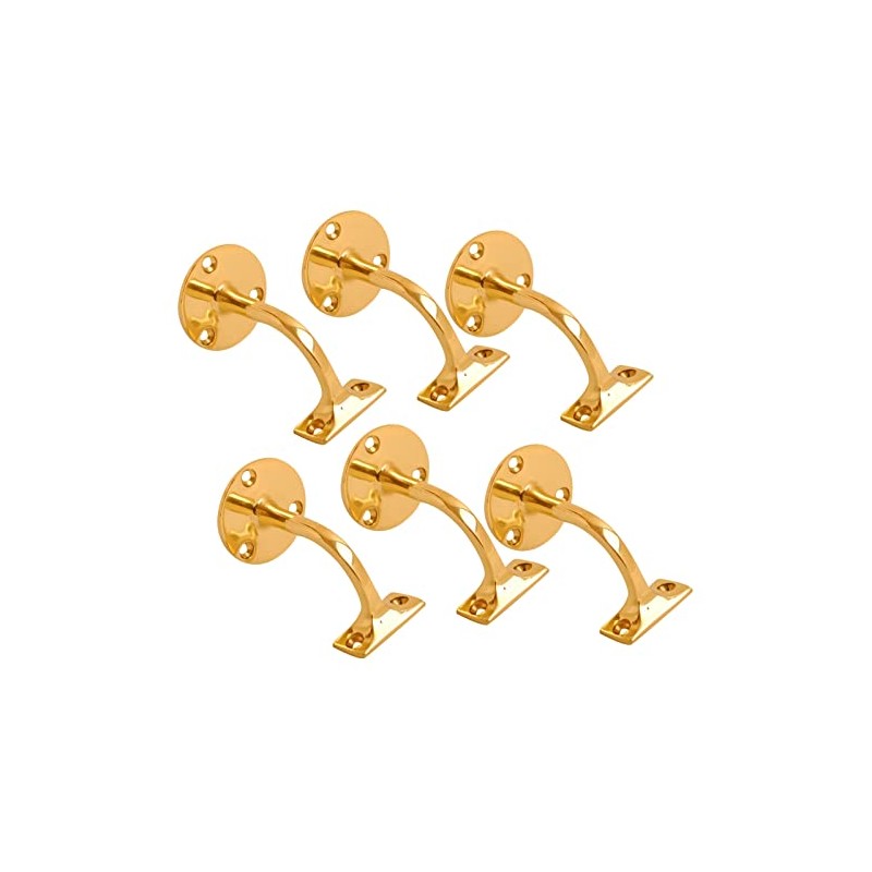 Pack of 6 Polished Brass Handrail Bracket 63 mm 2.5