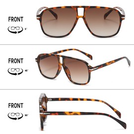 LOJUDI Pilot Sunglasses Womens Mens - Retro 70s Tinted Lens Sunglasses for Ladies Vintage Square Sun Glasses with UV Protection-Tortoiseshell/Brown