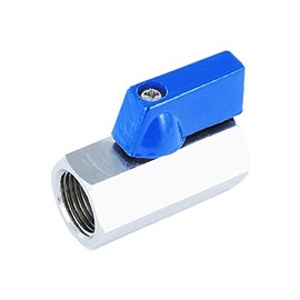 1/2 Inch Mini Ball Valve, Shut-off Valve, Brass, Chrome-Plated, Blue Lever Handle, Reduced Feedback, Hexagonal Housing, PN 16, BSP, 2 x Internal Thread, FF