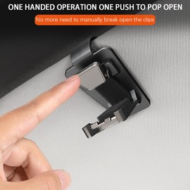 2 Pack Sunglasses Holders for Car Visor,Snap On Car Sunglasses Holders Clip,Car Visor Accessories for Most Glasses (Black Silver)