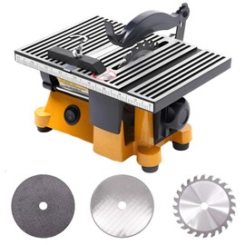 4" Mini Table Saw, 90W Hobby Miter Saw for DIY Handmade Woodworking Crafts, Electric Cutting Machine with 3 blades, for Plastic, Wood, Glass, Stone, Plywood, Acrylic, PVC Pipe