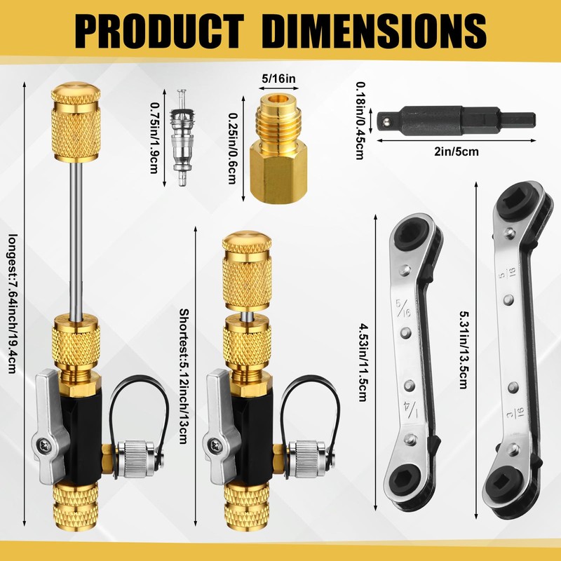 Tujoe HVAC Valve Core Remover Tool and HVAC Service Wrench
