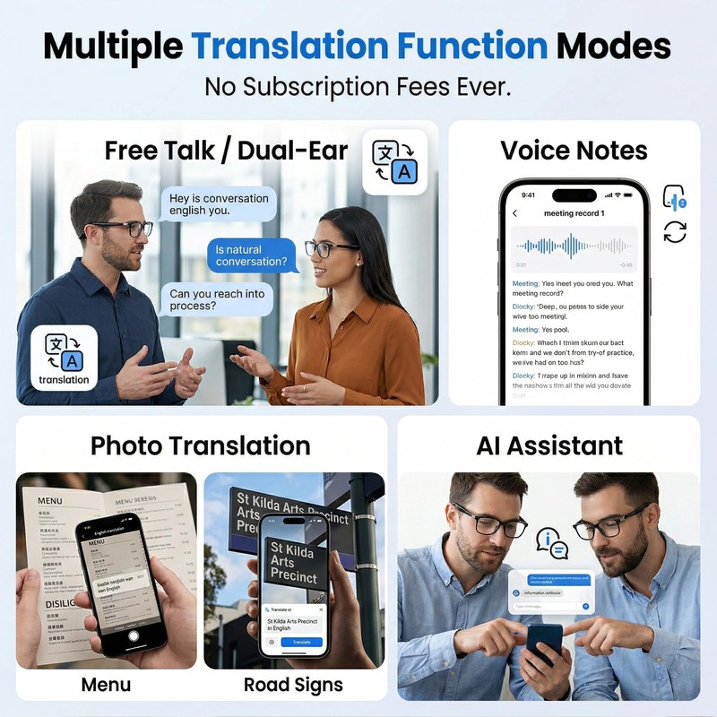 Fecoul AI Smart Translation Glasses with Speakers