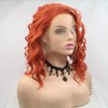Xiweiya Short Curly Hair Orangr Red 14" Bob Wavy Wig
