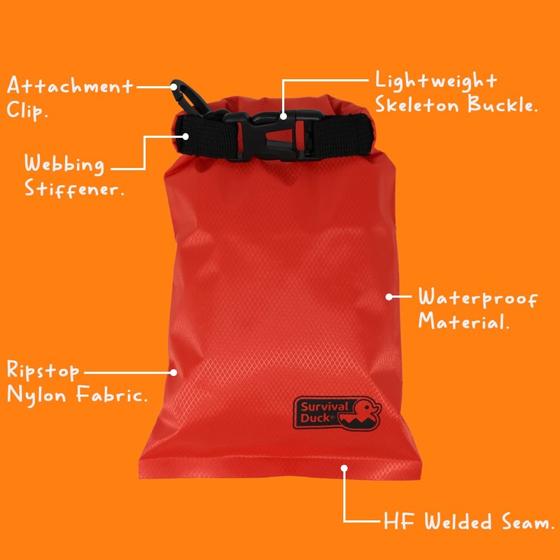 Survival Duck 1L Lightweight Dry Sack, Small Waterproof Dry Bag