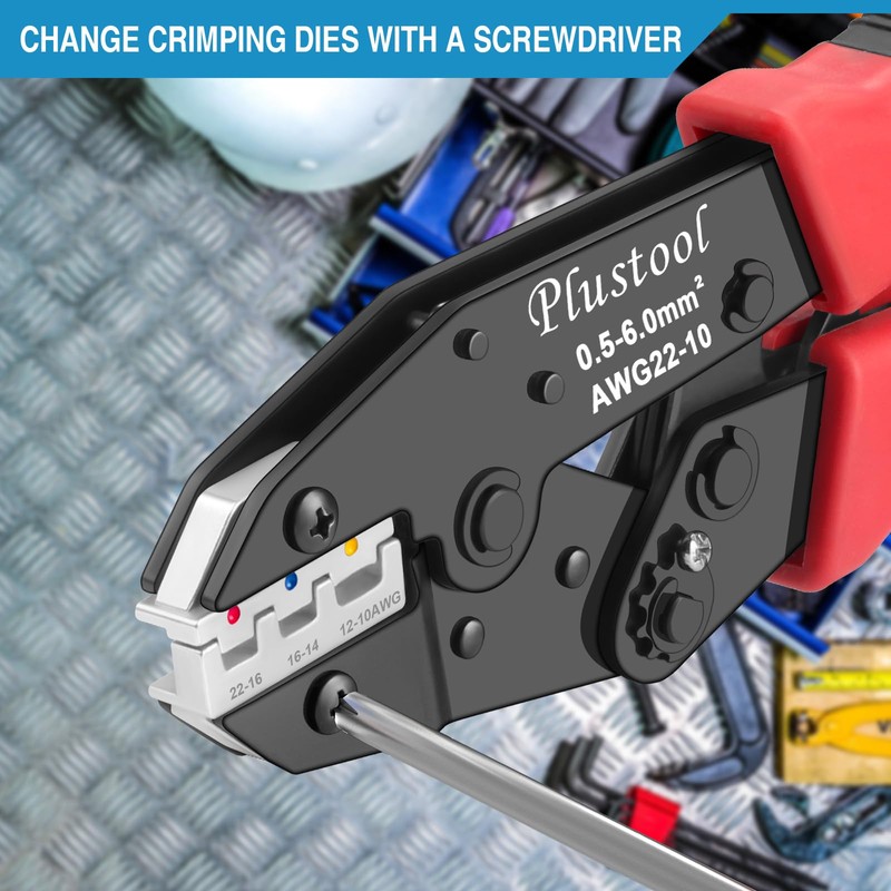 Plustool 6PCS Crimping Tool Set - Ratcheting Wire Crimper -