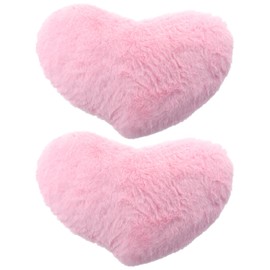 OldPAPA 2Pcs Pink Heart Decorative Pillow, Fluffy Cushions, Soft, Washable, for Bed Chair Sofa, Bedroom Living Room Decor, Valentine's Day Gifts