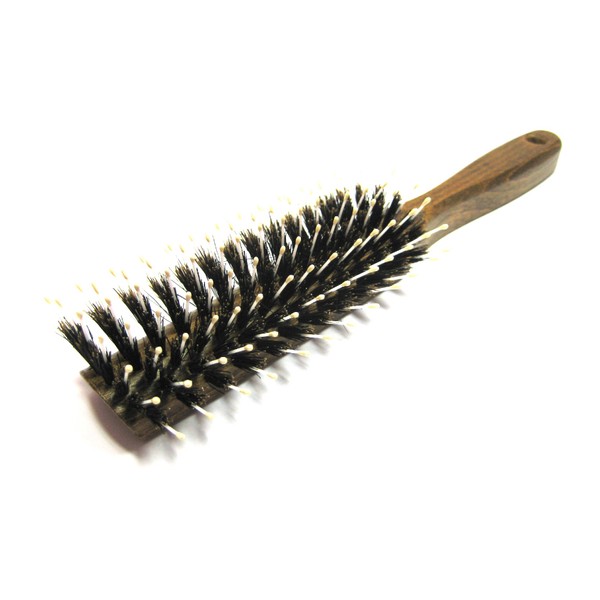 Gold Brush from Beech Wood Half Round Hair Brush, Boar Bristle and Nylon Pins with Knobs, 8 SERIES