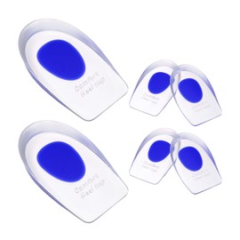 PATIKIL Gel Heel Cups, 3 Pairs Silicone Heel Pads for Heel Pain Protector Gel Heel Cushions Plantar Inserts for Men/Women Bone Spur Pain Support Blue, Large