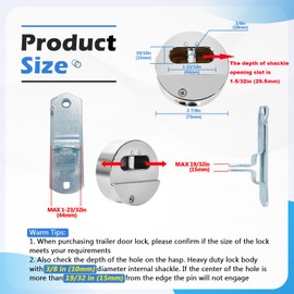 Pomunty 4 Pack Trailer Door Locks Keyed Alike Heavy Duty Hockey Puck Locks Reinforced Hidden Shackle Padlocks w/8 Keys Solid Steel Lock for Trailers Trucks Vans Shed Gates Garage