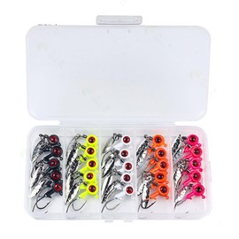 FOLANDO 25PCS Fishing Lures Hooks, Fishing Hooks Kit Jig Head with 3D Eyes for Freshwater or Saltwater 3.5g