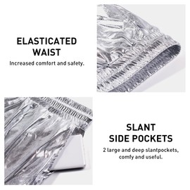 Casey Kevin Men's Metallic Shorts Reflective Rave Shorts with Pockets, CK3112-Silver, XL