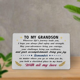 iyaone Graduation Gifts for Grandson from Grandma, Personalized Graduation Card for Grandson - Engraved Wallet Card