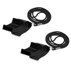 Plume'CHJ Whistle, 2-Pack Fish Shaped Pearl-Free Plastic Whistle with Lanyard，Sports Referees, and Officials，Camping, Emergency Callingreferee Coach Whistle (Black)