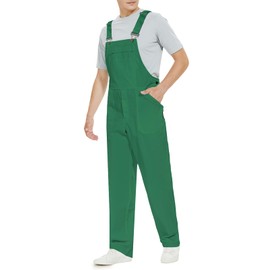 WORK IDEA Men's Bib Overalls,Men's Overalls Workwear Lightweight with Adjustable Straps and Pockets, Xmas Green, XXXXL