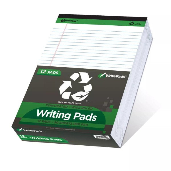 KAISA Legal Pads Writing Pads Recycled Paper, 8.5"x11.75" Wide Ruled,