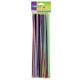 Chenille Kraft CK-711201 Assorted Colors Stems, 0.5" Height, 3" Wide, 12.2" Length (100 Pieces)