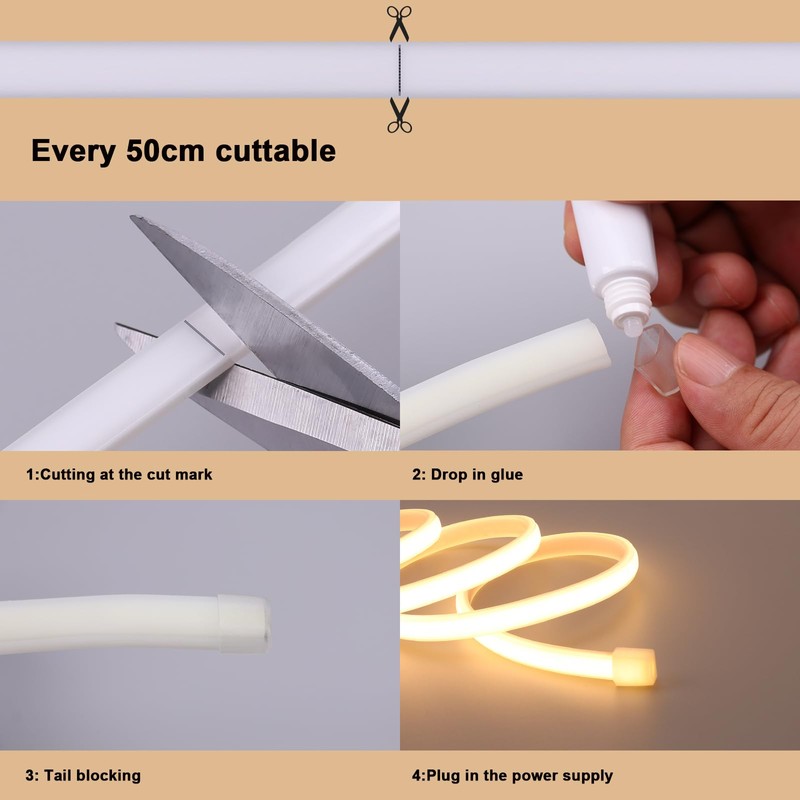 BENLUN AC 110V COB LED Strip Lights Outdoor Waterproof 65.6ft,