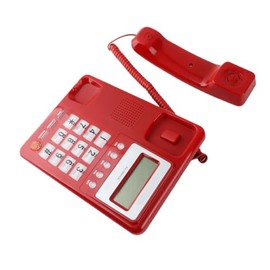 EBTOOLS Teléfono Fijo Rojo, Teléfono de Escritorio Alámbrico con Cable de Modo Dual DTMF/FSK, Pantalla de Identificación de Llamadas, Función Flash, p