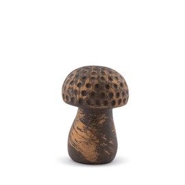 Napco Miniature Indoor Tabletop Figurine Statue 2.75 x 1.75 Inch Ceramic, Short Brushed Gold Tone Mushroom