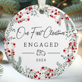 Engagement Gifts for Couples - Gifts for Newly Engaged Couples - Happy Engagement Gifts for Her, Bride, Bride to Be - Just Engaged Gifts for Her, Friends - Engagement Gift - Ceramic Xmas Ornament 2024
