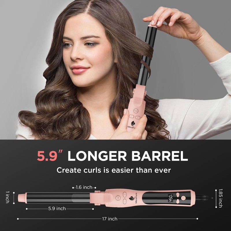 MiroPure Rotating Curling Iron Automatic Curling Wand 1 Inch Ionic