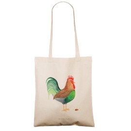 Mr. & Mrs. Panda Rooster Tote Bag with Grain - Gift, Bag, Farm Animals, Farm, Bag Bag, Cloth Bag, Natural, Jute Bag, Hen, Farmer, Shopping Bag, cream-coloured