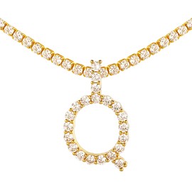 Suplight Tennis Chain Initial Necklace, Choker Chain with Pendant, Womens Bling Necklace, Cubic Zirconia CZ Micro Pave A-Z Alphabet Letter Necklaces for Women Teen Girls