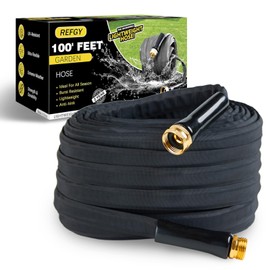 REFGY Flexible Garden Hose 100 FT, Anti-Kink Non-Expandable, Ultra-Lightweight Water Hose with Aluminum-Coated Copper Fittings for RV, Camping, Yard, Outdoor Use