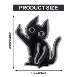 Enamel Cat Pin, Funny Cat Brooch Pin,Black Cat Pin Cool Cute Lapel Brooches Creative Humor Animal Gesture Lapel Badge for Colthes Jacket Bag Hat Backpack